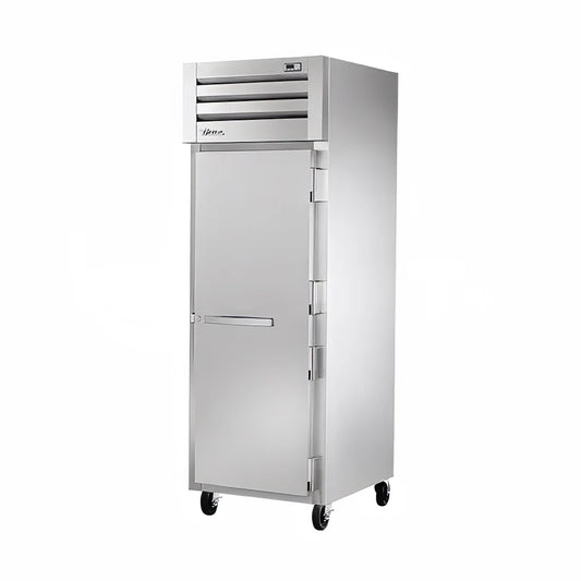 Stainless steel refrigerator on a white background