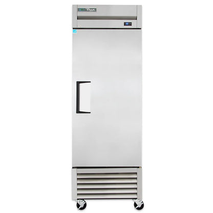 Stainless steel refrigerator on a white background
