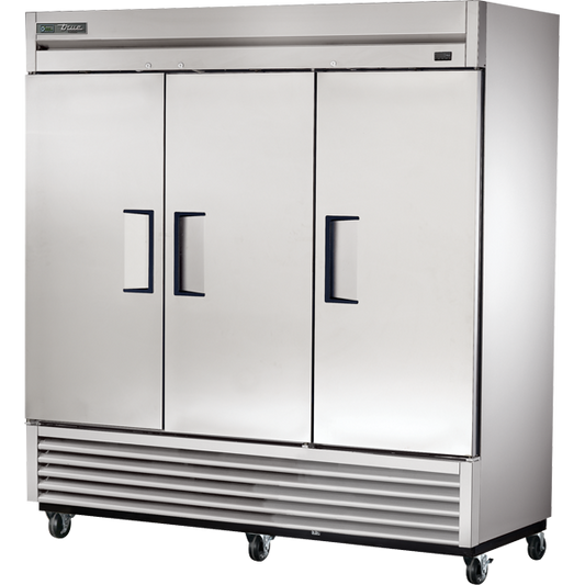 True T-72F-HC 78.13" W Three-Section Solid Door Reach-In Freezer - 115 Volts