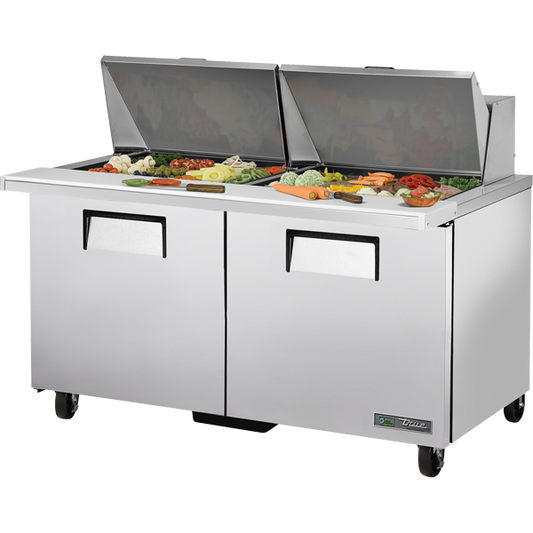 True TSSU-60-24M-B-ST-HC 60.38" W Two-Section Two Door Mega Top Sandwich/Salad Unit