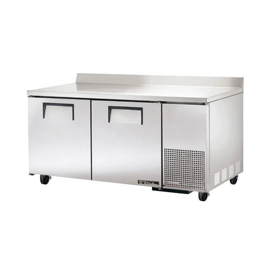True TWT-67-HC 67.25"W Two-Section Stainless Steel Door Deep Work Top Refrigerator