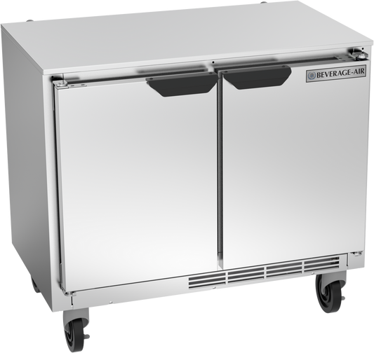 Beverage Air UCR34HC 34"W Two-Section Solid Door Reach-In Undercounter Refrigerator