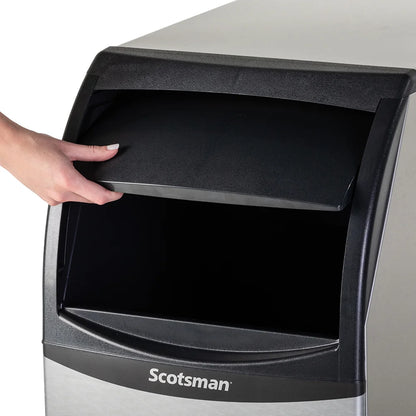 Scotsman trash can with a hand opening the lid