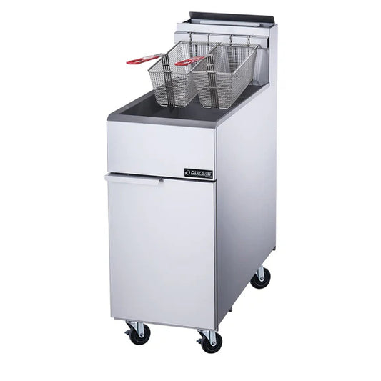 Dukers DCF3-NG 50 lb. Capacity Natural Gas Floor Model Fryer - 90,000 BTU