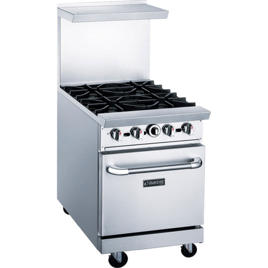Dukers DCR24-4B 24" W Stainless Steel Gas Range - 162,000 BTU