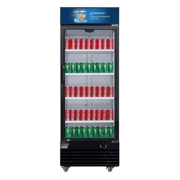 Dukers DSM-32SR 39.38" Black Sliding Refrigerated Merchandiser with Canopy LED Lighting