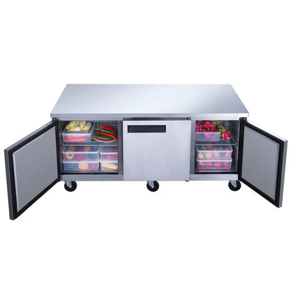 DUC72R 72" Stainless Steel Undercounter Refrigerator, 3 Doors