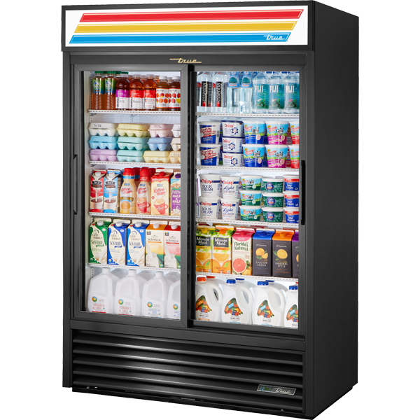 True GDM-47-HC-LD 54.13"W Two-Section Glass Door Refrigerated Merchandiser